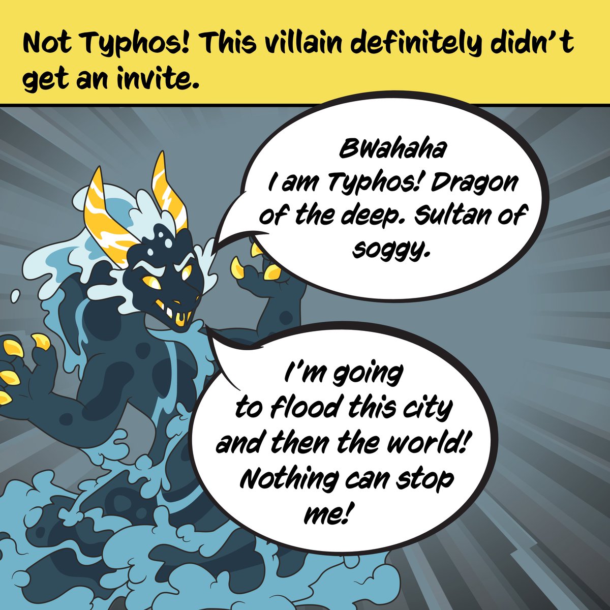NorthShoreABDL's tweet photo. A monster is attacking the city! It's Typhos! Rising from the depths of the sea, this dragon spirit is forever trying to flood the city. They spread fear and anxiety wherever they can. https://t.co/UVhLUCIyoa