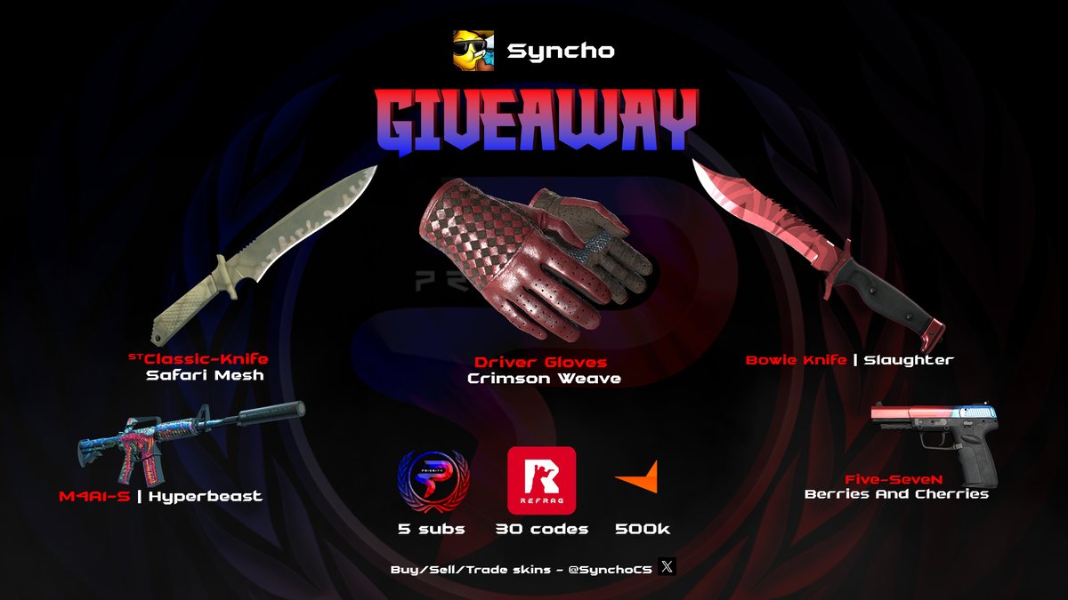 PriorityCS2's tweet image. Our clan event has started! We’re giving away a mountain of awesome prizes to celebrate: 
 500k FACEIT points 
Tons of cool skins, thanks to our friend @Syncho on twitter (dm him if you&apos;d like to buy/trade/or sell skins) 
 50 REFRAG codes  (check out @OfficialRefrag and use code…