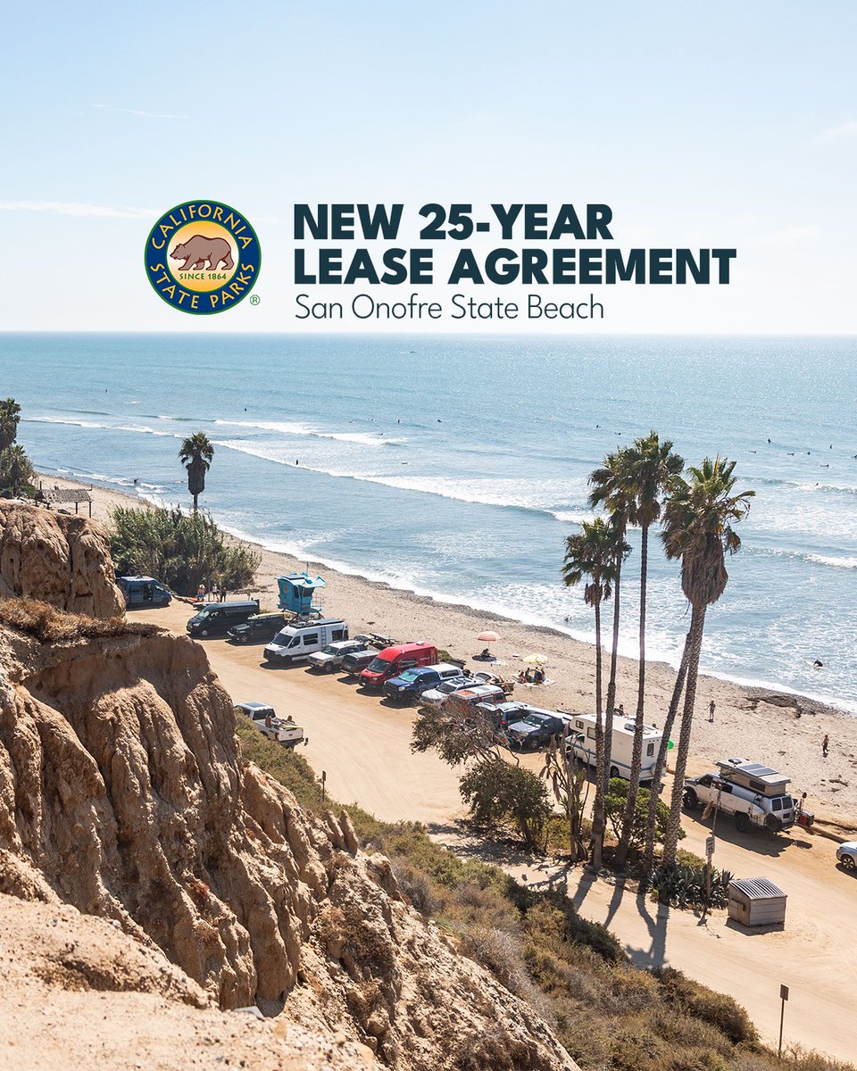 A new 25-year lease agreement has been reached between @castateparks and <a href="/USNavy/">U.S. Navy</a> for #SanOnofreStateBeach !

This means visitors will continue to enjoy uninterrupted access to #SanOnofre while preserving this space for generations to come!

Press release at link in bio!