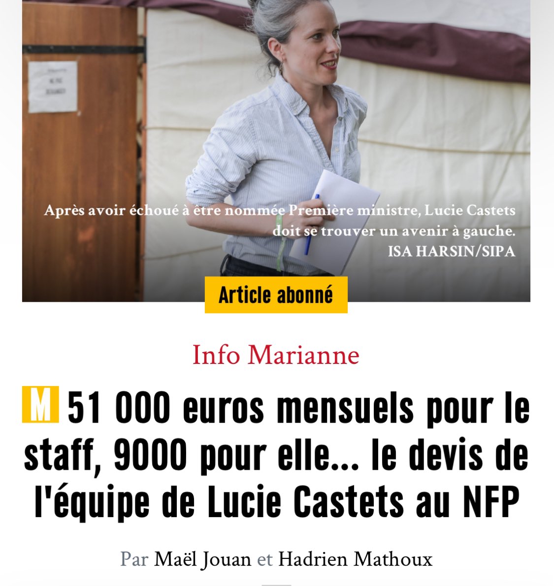 ChaRocher's tweet photo. Tandis que Lucie Castets veut tondre les Français en augmentant les impôts, elle se fait payer 9 000€/mois pour un poste de Premier ministre imaginaire. La gauche dans toute sa splendeur. https://t.co/lnGOY1PAn1