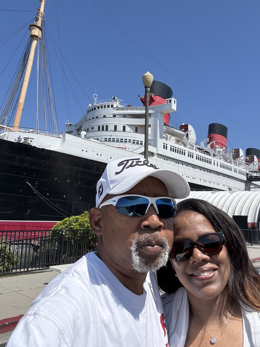 Calsparks1's tweet photo. More Chemo & Radiation this week. I took a walk down to the Queen Mary with my Beautiful Wife who is my Strength in this Storm. My Son is holding down the fort back Home โ๐ฝ #IFight but not alone- Thanks to all who check in and ๐๐ฝ for my healing . https://t.co/FSPGXD4aQW