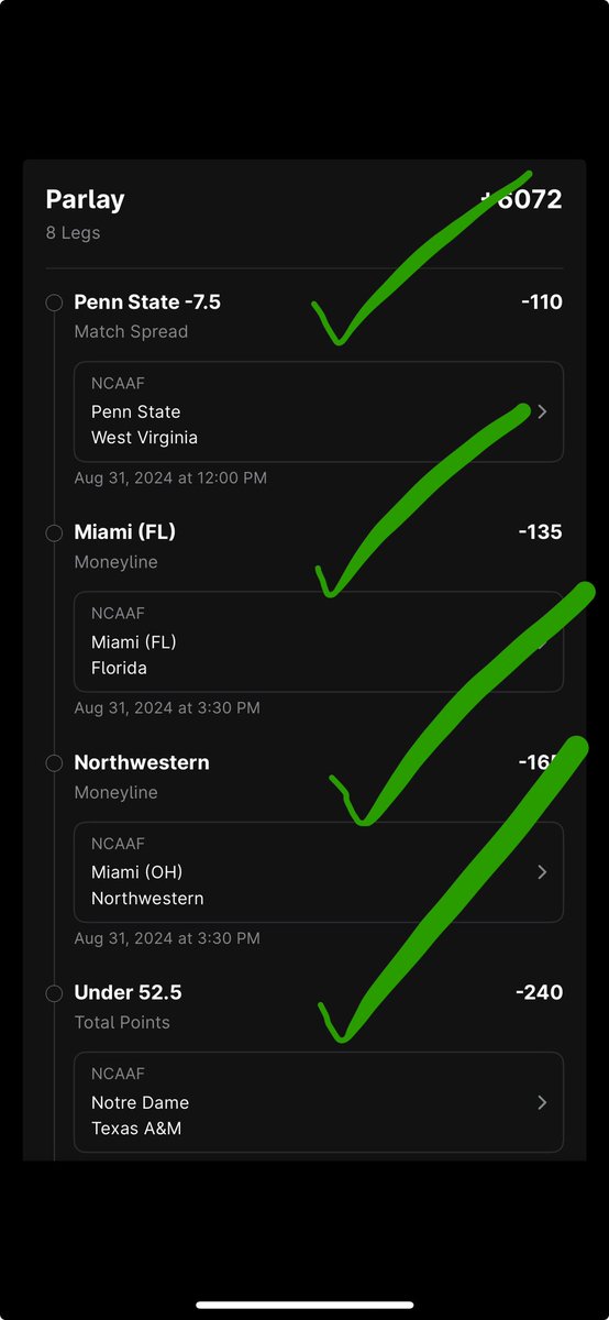 direct_bet's tweet photo. 🏈🏈🏈 #LongShot #CrossLeague #Parlay is 📈📈📈

It is alive and looking good. 5 out of the 8 are done and just #NFL now. 

Let’s Goooo 🔥 🔥 $5 for $303 off of #ESPNBet #Promo #FreeMoney 
#Sportsbetting #Football https://t.co/0MwneYHt6z