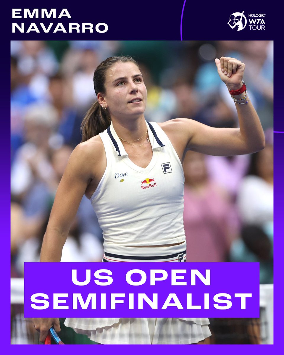 Emma's into her FIRST Grand Slam semifinal 🙌

Navarro overcomes Badosa 6-2, 7-5 to advance to the #USOpen final four and guarantee herself a Top 10 debut in the #PIF WTA Rankings on Monday!
