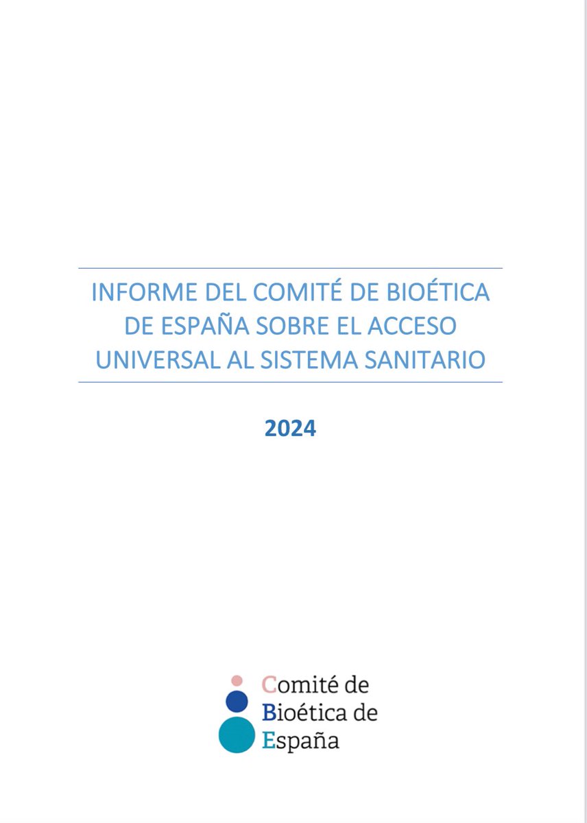 bvs_spain's tweet photo. Nota de prensa Informe del Comité de Bioética de España sobre el acceso universal al sistema sanitario
🔗https://t.co/plckyvSZnR
📋https://t.co/KQiw7U4Gbs
#CBE #universalidad @carme1848 @idemiguelb @LydiaFeito @jcsiurana @isolina_riano @DesireAlemnSeg2 @atcortes #SGITCMR #ISCIII https://t.co/4dPvUZ3tR8