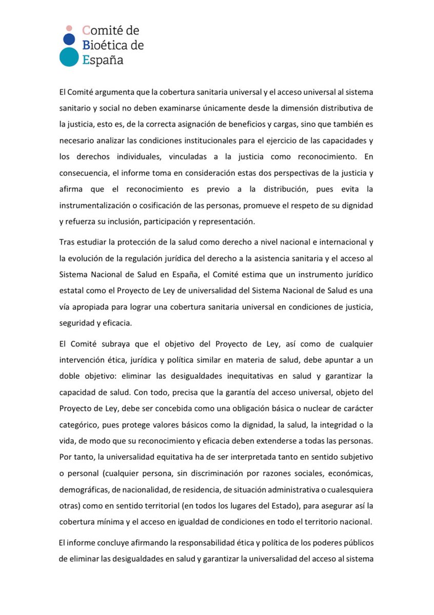 BVS Spain (@bvs_spain) on Twitter photo Nota de prensa Informe del Comité de Bioética de España sobre el acceso universal al sistema sanitario
🔗comitedebioetica.isciii.es/wp-content/upl…
📋comitedebioetica.isciii.es/notas-de-prens…
#CBE #universalidad <a href="/carme1848/">Carme Borrell</a> <a href="/idemiguelb/">Íñigo de Miguel</a> <a href="/LydiaFeito/">Lydia Feito</a> <a href="/jcsiurana/">Juan Carlos Siurana</a> <a href="/isolina_riano/">Isolina Riaño</a> <a href="/DesireAlemnSeg2/">Desirée Alemán Segura</a> <a href="/atcortes/">Ana Cortes</a> #SGITCMR #ISCIII Nota de prensa Informe del Comité de Bioética de España sobre el acceso universal al sistema sanitario
🔗comitedebioetica.isciii.es/wp-content/upl…
📋comitedebioetica.isciii.es/notas-de-prens…
#CBE #universalidad <a href="/carme1848/">Carme Borrell</a> <a href="/idemiguelb/">Íñigo de Miguel</a> <a href="/LydiaFeito/">Lydia Feito</a> <a href="/jcsiurana/">Juan Carlos Siurana</a> <a href="/isolina_riano/">Isolina Riaño</a> <a href="/DesireAlemnSeg2/">Desirée Alemán Segura</a> <a href="/atcortes/">Ana Cortes</a> #SGITCMR #ISCIII