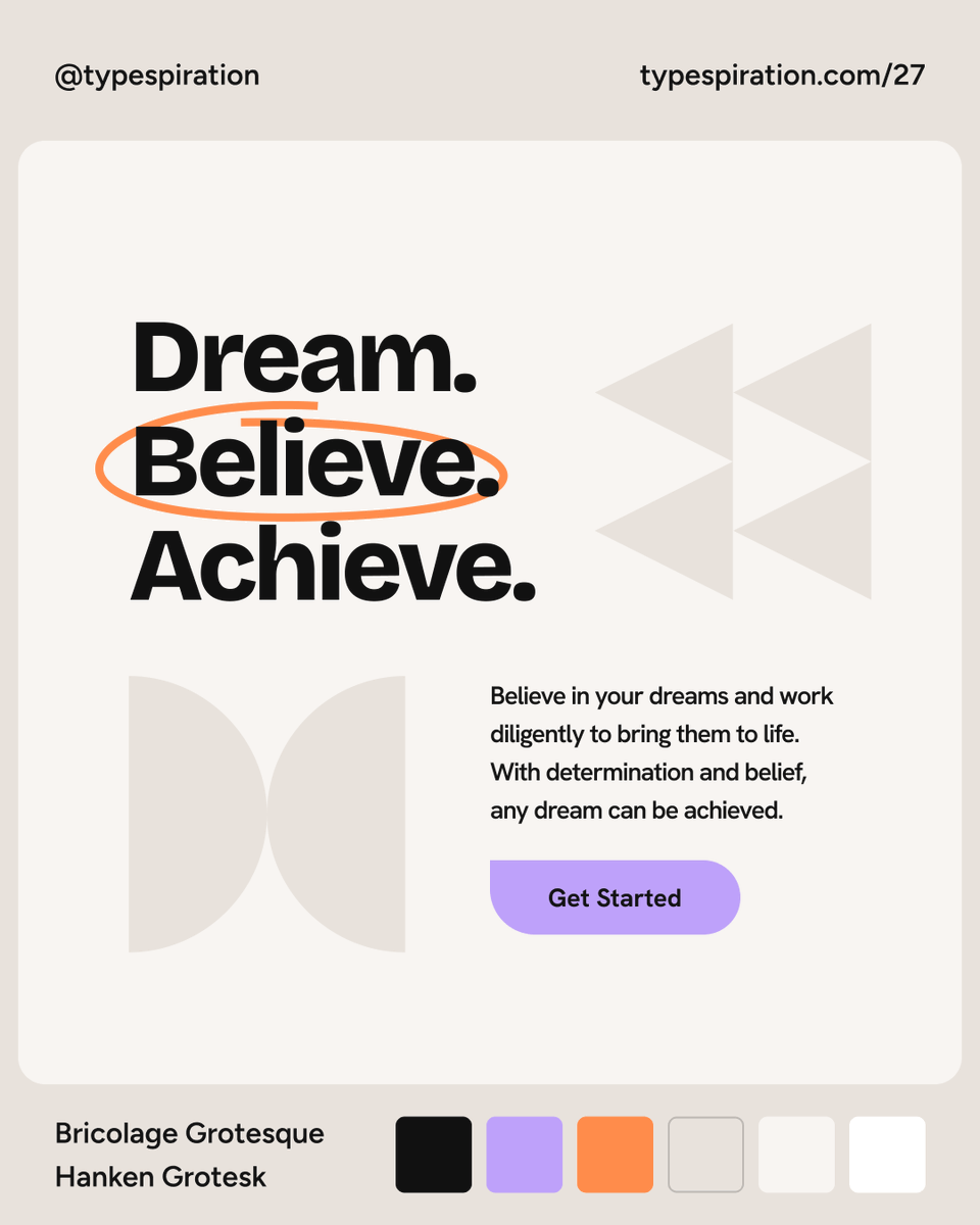 typespiration's tweet photo. This week's design features a vibrant color palette with Hanken Grotesk and Bricolage Grotesque fonts.

Get your hex codes and FREE #figma file here: https://t.co/AzPp2z4B48

#typography #webdesign #fonts #designinspiration https://t.co/dzuCjwihni