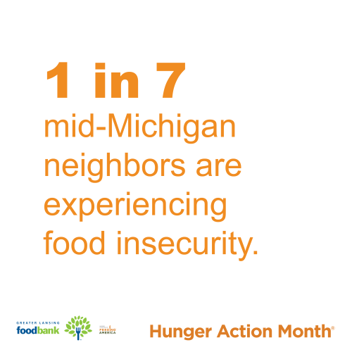 Did you know that 1 in 7 of our mid-Michigan neighbors is experiencing food insecurity? There’s plenty of food in America, yet millions of people still don’t have the food they need.

Here in mid-Michigan, we have an opportunity — and a responsibility — to make a difference.