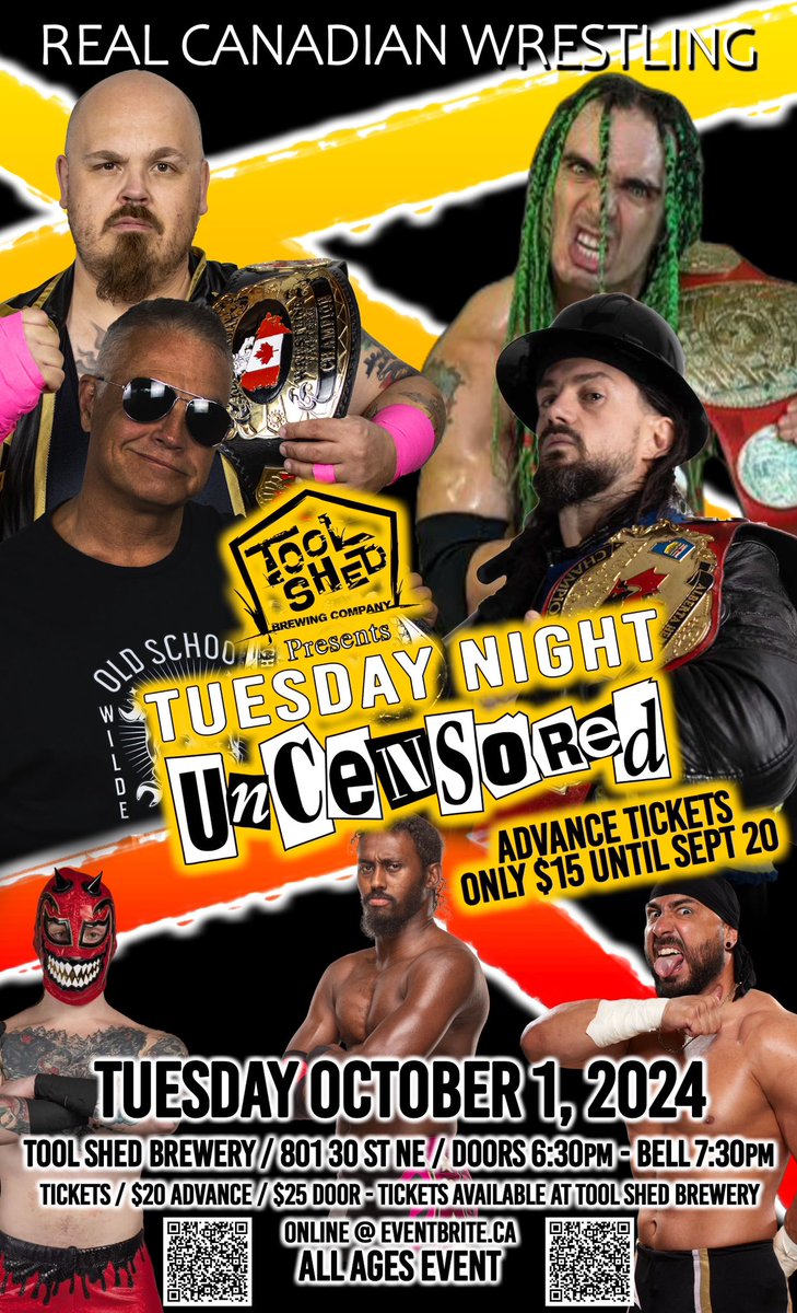 Real Canadian Wrestling (@rcw_wrestle) on Twitter photo Just confirmed:
<a href="/rcw_wrestle/">Real Canadian Wrestling</a> kicks off its monthly Tuesday night events at <a href="/ToolShedBeer/">Tool Shed Brewing Company</a> With a huge event on October 1st.
Special advance ticket offer of only $15 till Sept 20th.
🎟️ at eventbrite.ca/e/rcw-tuesday-… Just confirmed:
<a href="/rcw_wrestle/">Real Canadian Wrestling</a> kicks off its monthly Tuesday night events at <a href="/ToolShedBeer/">Tool Shed Brewing Company</a> With a huge event on October 1st.
Special advance ticket offer of only $15 till Sept 20th.
🎟️ at eventbrite.ca/e/rcw-tuesday-…