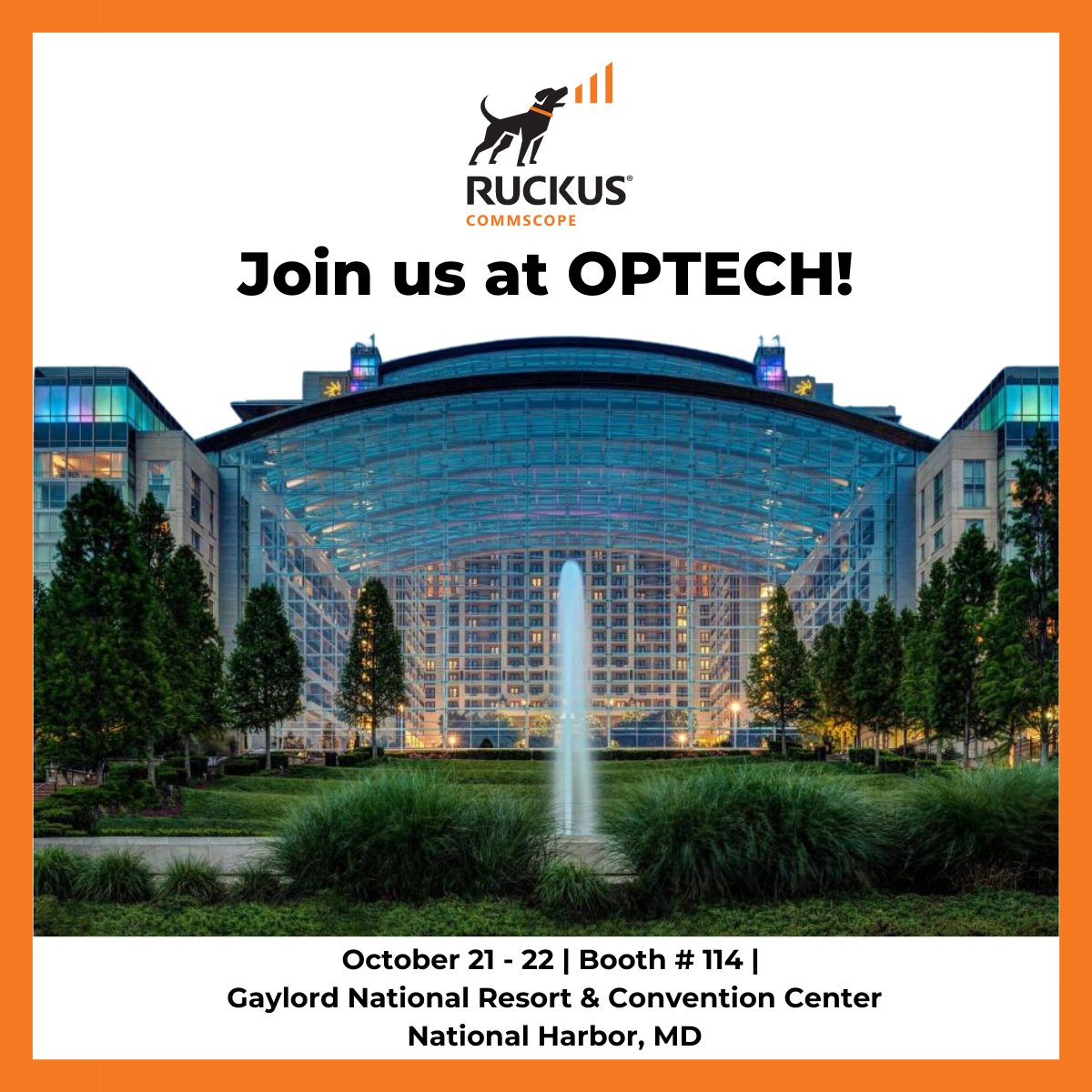 ruckusnetworks's tweet image. Join us at #OPTECH2024! Visit #RUCKUS at Booth #114 to explore innovative #MDU solutions and achieve seamless connectivity. Don&apos;t miss the chance to elevate your projects to the next level. 📆 Oct 21-22. ruckusnetworks.com/events/optech-… #RUCKUSNetworks #MDU #AI #Connectivity #Innovation