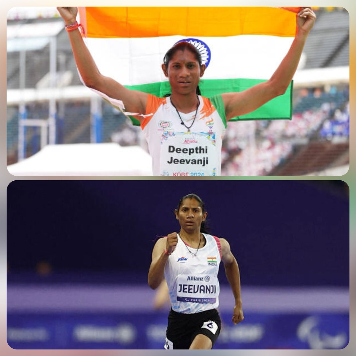 bindasbhidu's tweet image. 16th medal for India as Deepthi Jeevanji wins bronze in women&apos;s 400m- T20 event! 🇮🇳

#parisparaolympics2024 
#DeepthiJeevanji