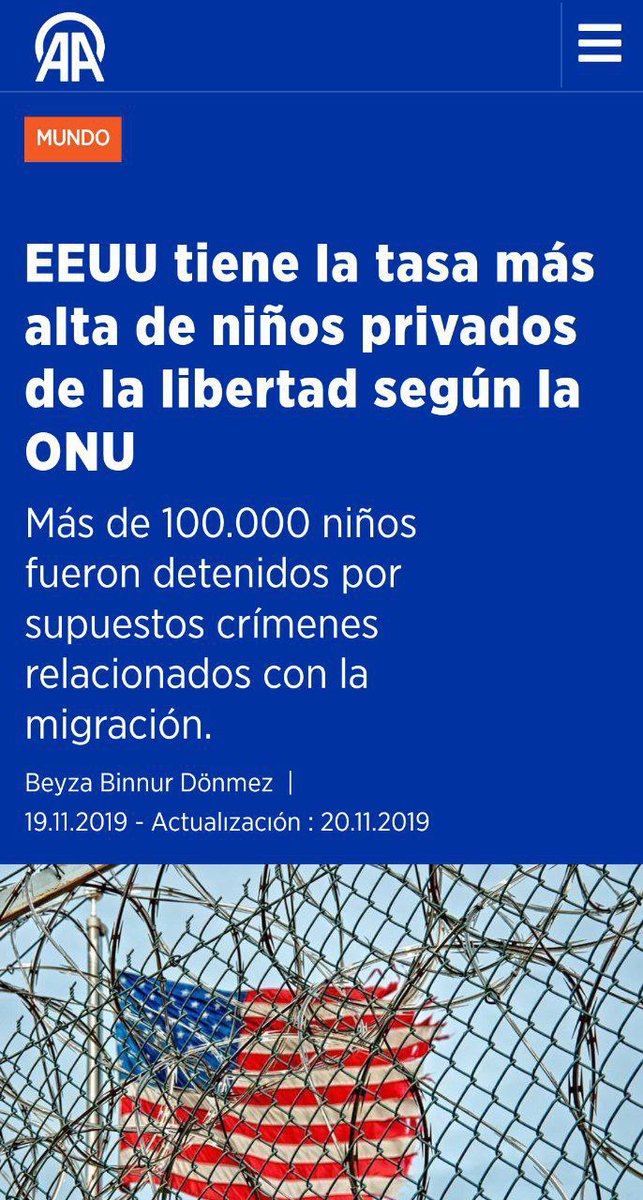 EEUU tiene la tasa más alta de niños privados de la libertad según la ONU  v.aa.com.tr/1650183