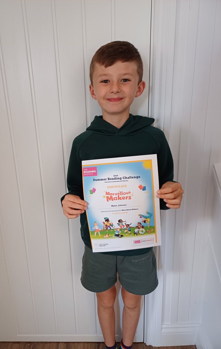 ajohnson2212's tweet photo. Myles really enjoyed completing the Summer Reading Challenge and even exceeded his initial challenge of reading and reviewing 6 books!! 📚 🤩 @grimoldby_y5 @grimoldbyschool @readingagency https://t.co/qe5lECQftd