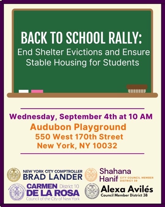 AFCNewYork's tweet image. The City's decision to subject additional families to the 60-day shelter limit will be extraordinarily destabilizing for students, families, and school communities. Join us tomorrow morning.