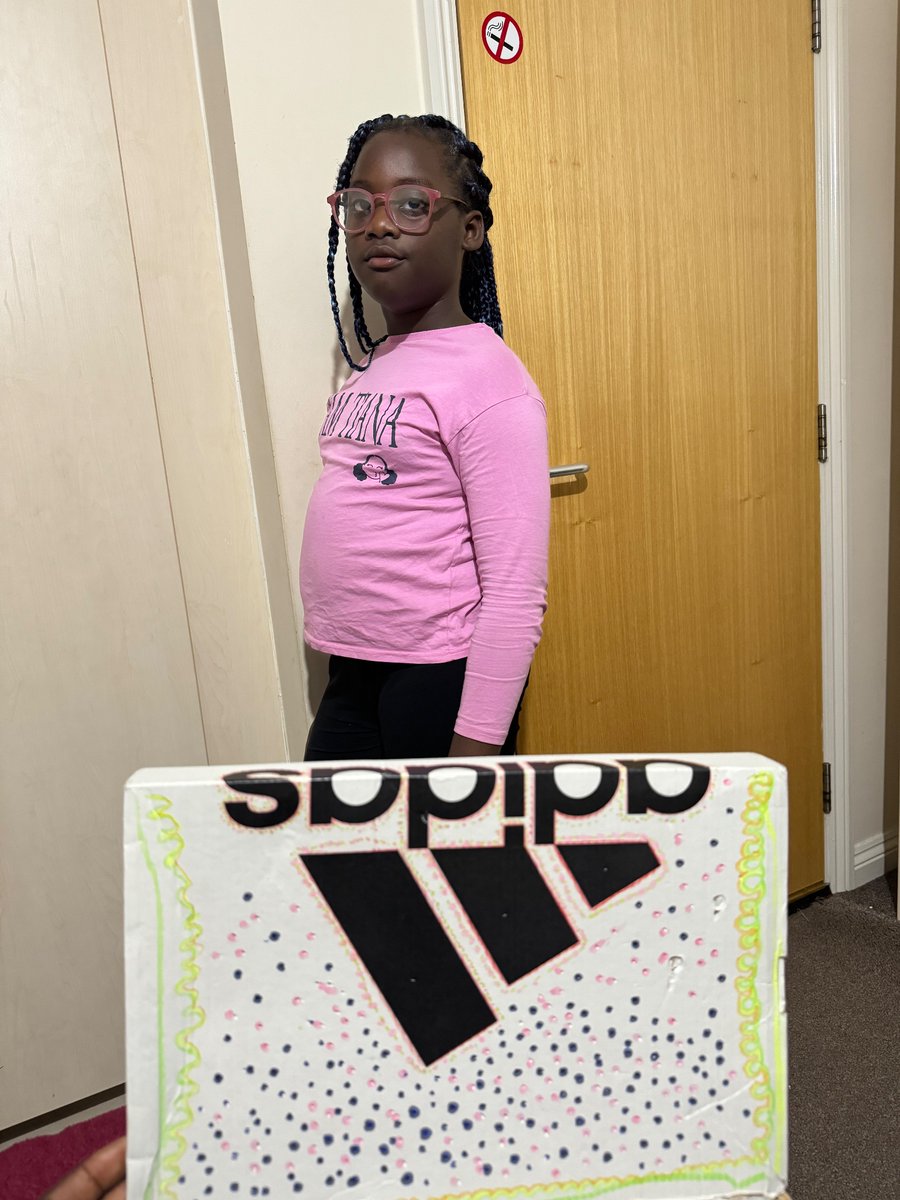 KOsumah's tweet photo. Hey Adidas, this me designing a package for children’s shoe box! My name is Zoe Osumah, 8yo. Would want to design more for kids of given the opportunity 

@KaySports3 https://t.co/BPVmaxLr8l