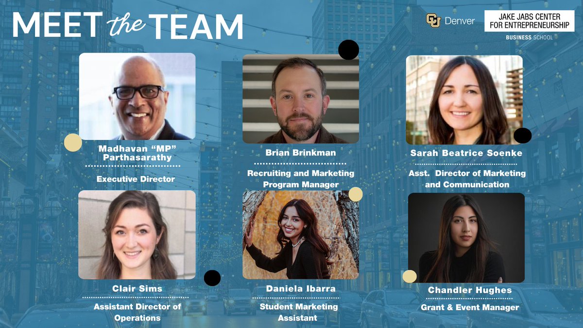 JakeJabsCenter's tweet image. MEET OUR TEAM!!!

At The Jake Jabs Center for Entrepreneurship, we are dedicated to educating and empowering students to think and act entrepreneurially.

To learn more about the center, sign up for our newsletter and check out our website &amp;gt; jakejabscenter.org/about-us/