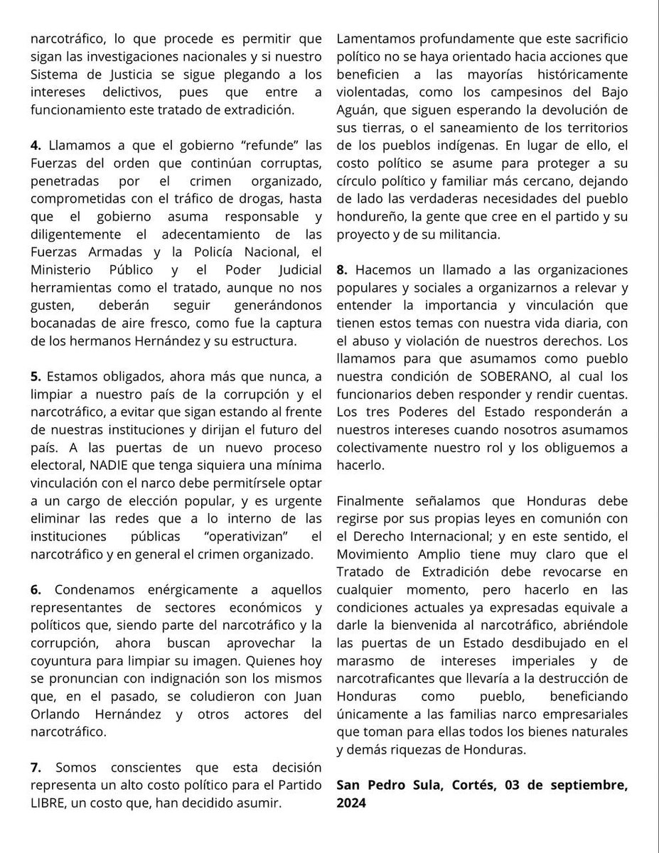 🔴PRONUNCAMIENTO PÚBLICO:

¡Dignidad y autodeterminación… SI,
¡Defensa y protección del narcotráfico… JAMAS!