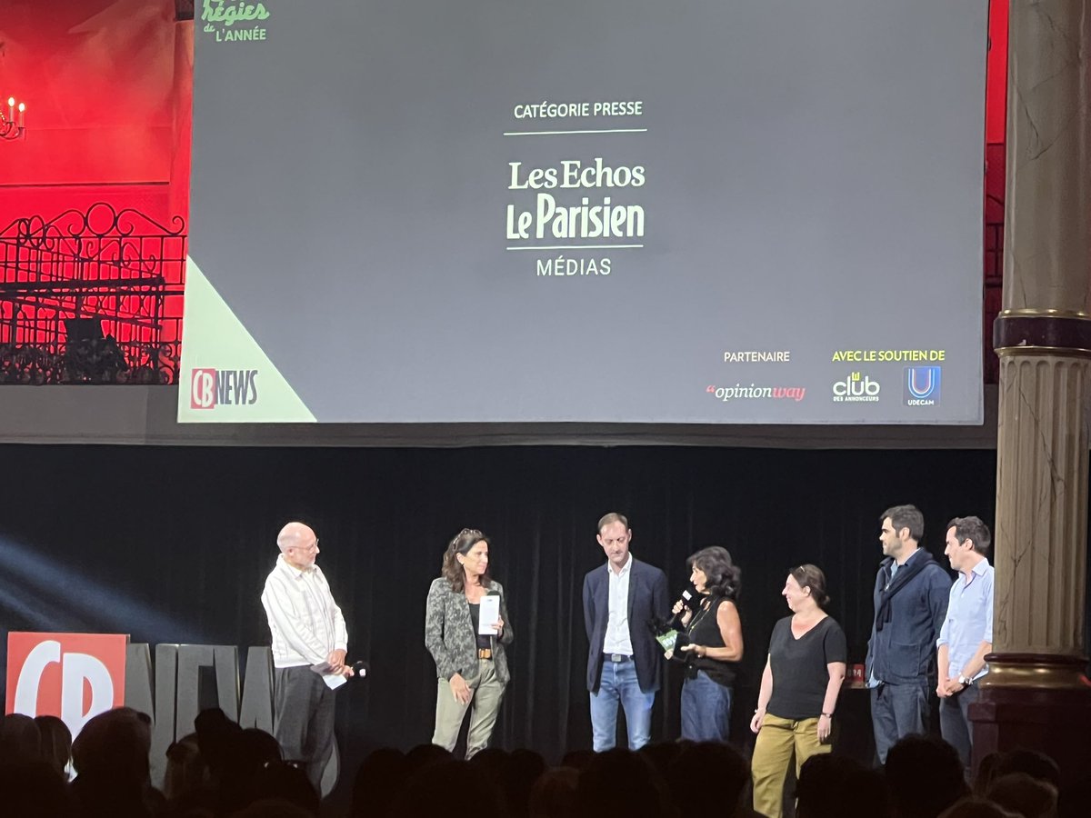 🏆 Félicitations à <a href="/comrejen/">Corinne Mrejen</a> et aux équipes  <a href="/EchosParisien_M/">Les Echos Le Parisien Médias / Paris Match Médias</a> pour leur Grand Prix des régies catégorie presse décerné par <a href="/CB_News/">CB News</a> ! 

Une belle reconnaissance de l'excellence et de l'innovation de la presse d’information.