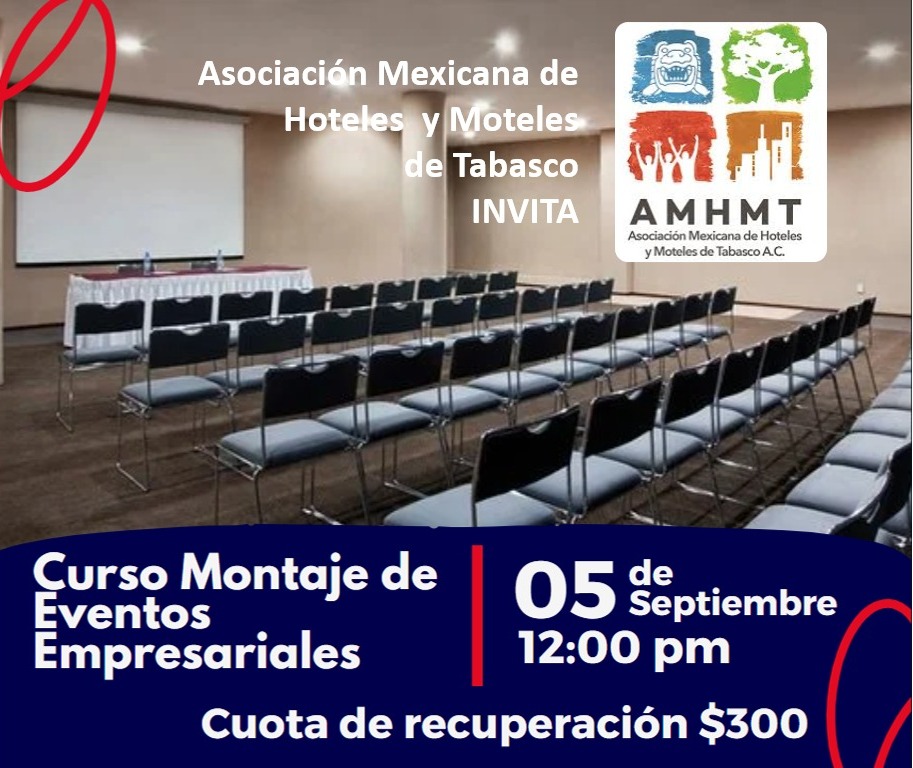 Curso Montaje de Eventos Empresariales este 05 de septiembre a las 12:00 pm. Cuota de recuperación $300, se entregara constancia con valor Curricular.