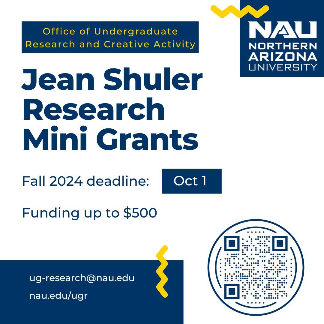 Jean Shuler mini grants are now open! Apply for up to $500 for a project, to be used for supplies, research-related travel, or other approved expenses. Learn more at buff.ly/36XXQHR