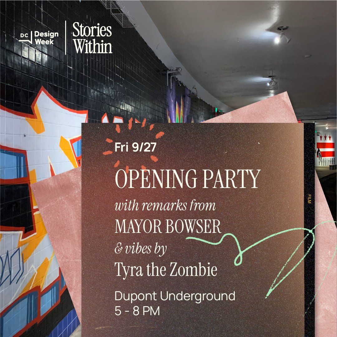 dcdesignweek's tweet image. DC Design Week is back! 🎉 Join us for a #StoriesWithin-themed kickoff at @DupontUndergrnd with tunes by Tyra the Zombie. Get your tickets at dcdesignweek.org—part of the proceeds support our Design Continuum Scholarship Fund!
#DCDesignWeek #DCDesignWeek2024