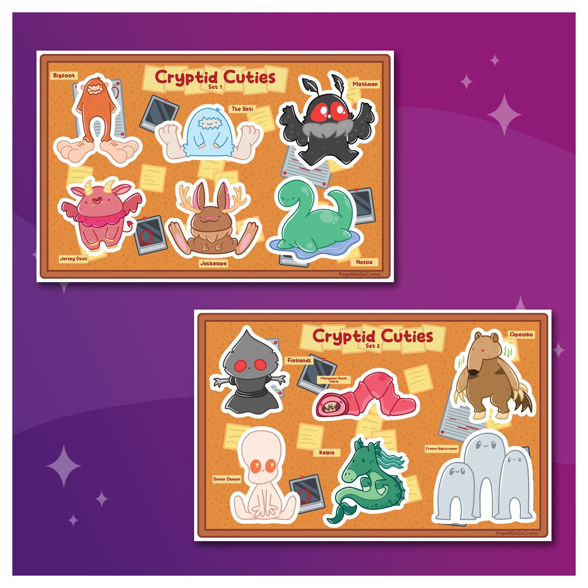 i have added several cryptid stickers as well as cryptid sticker SHEETS to my shop!! theres a few other stickers that have been added too~

if you put in the shoppers note that you are an ofmd fan or a cryptid knight ill include an extra freebie >:)