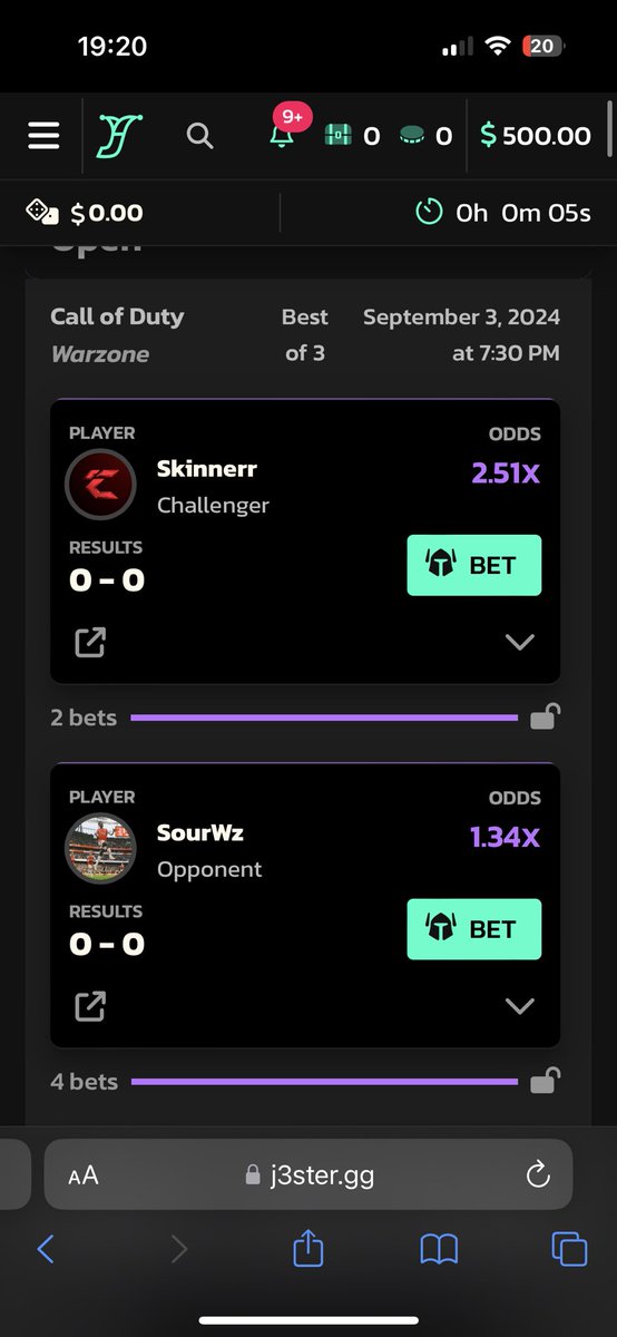 Outrageous odds on @Charlieskinnerr  vs <a href="/SourWz/">Sour</a> on <a href="/j3stergg/">j3ster</a> 

Sour may be one of the worse 1v1 players I’ve ever met