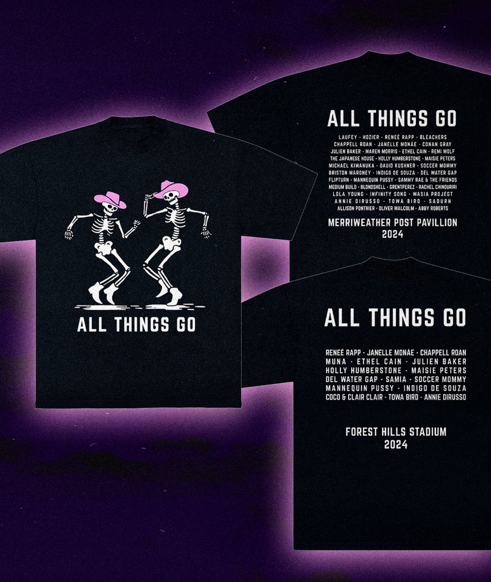 💀FESTIVAL LINEUP TEE GIVEAWAY 
The #AllThingsGo 2024 merch line is almost here. Until then we’re giving away THREE skeleton-cowboy lineup tees for DC &amp; NYC! 

How To Enter:
💀 Like This Post 
🤠 Retweet This Post 
💀 Winners DM’d in 24 Hours