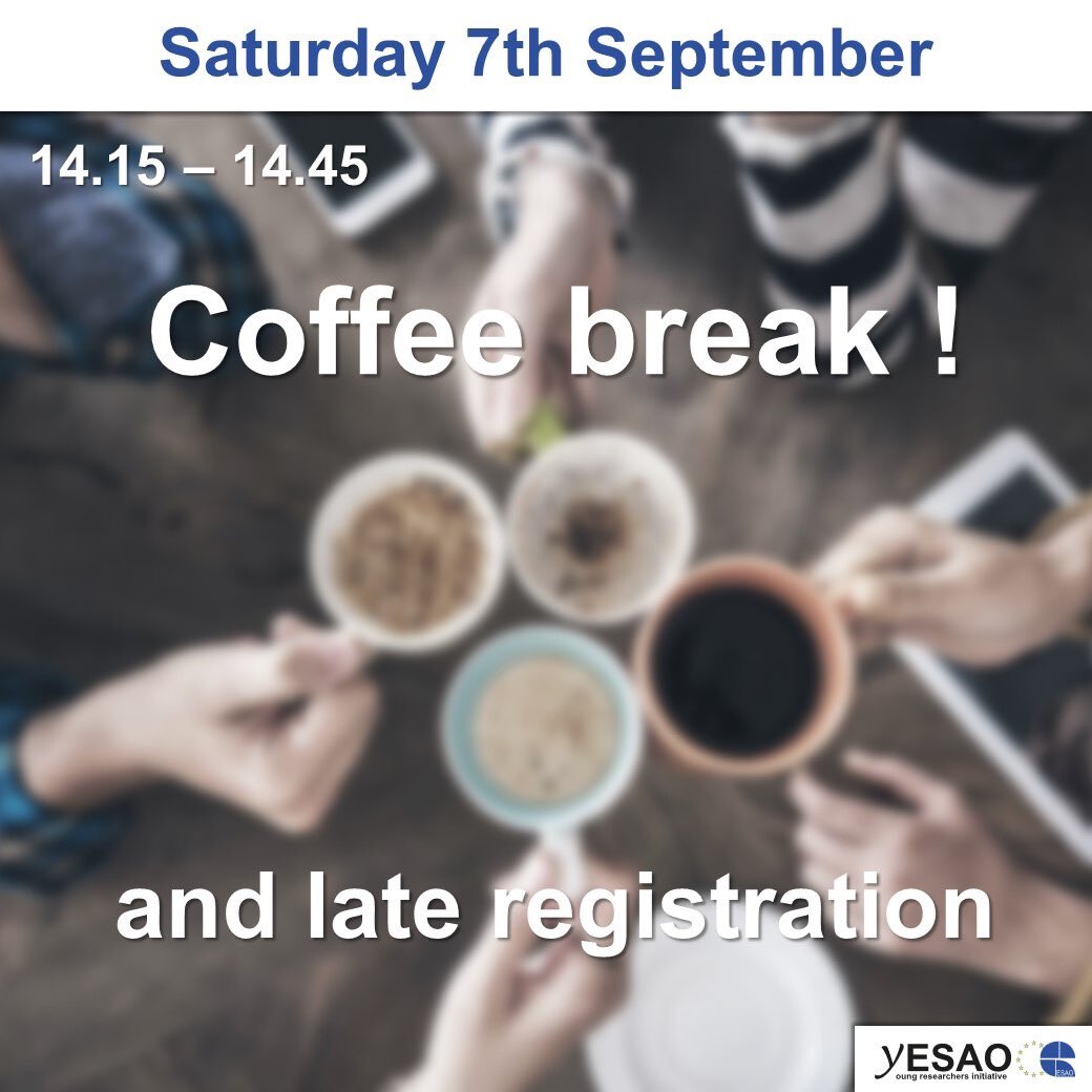 youngESAO is close! ⏰ 

Here is the 1/2 part of the programme for the first day on Saturday 7th September. Lunch, keynotes, pitch session, lab visit, dinner and party!!

We can't wait any longer! See you un Aachen!