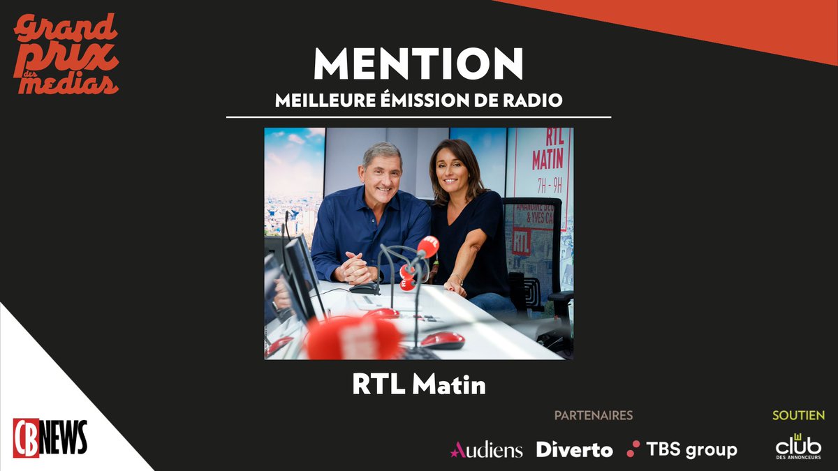 Dans la catégorie « Meilleure émission de radio », le jury a accordé une mention à #RTLMatin ! #GPDM2024 
<a href="/RTLFrance/">RTL France</a>