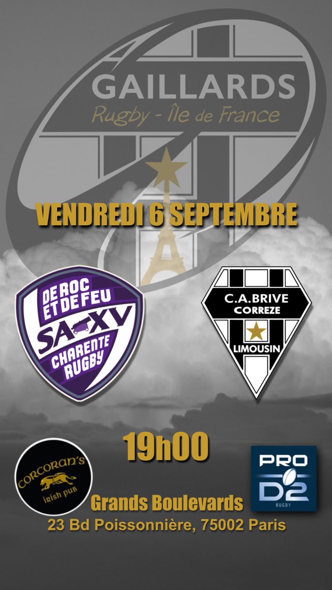 Diffusion du match contre Angoulême ce vendredi à 19h. Nous vous attendons nombreux au Corcoran's grands boulevards pour le premier match à l'extérieur de nos Zèbres version 2024-2025! Allez Brive!