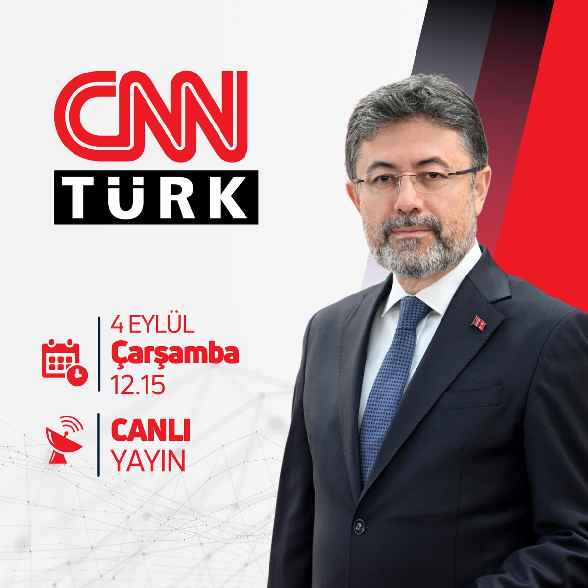 Yarın, <a href="/cnnturk/">CNN TÜRK</a> ekranlarında Bakanlığımızın gündemini değerlendireceğiz. 

🗓️ 4 Eylül Çarşamba
⏰ 12.15
📡 Canlı Yayın