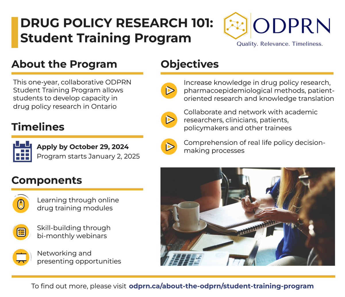 The ODPRN is now accepting applications for our 2025 Drug Policy Student Training Program! Free access to online training and incredible networking opportunities with expert leaders in the field of #drugpolicy. To learn more and apply, visit: odprn.ca/about-us/stude…
