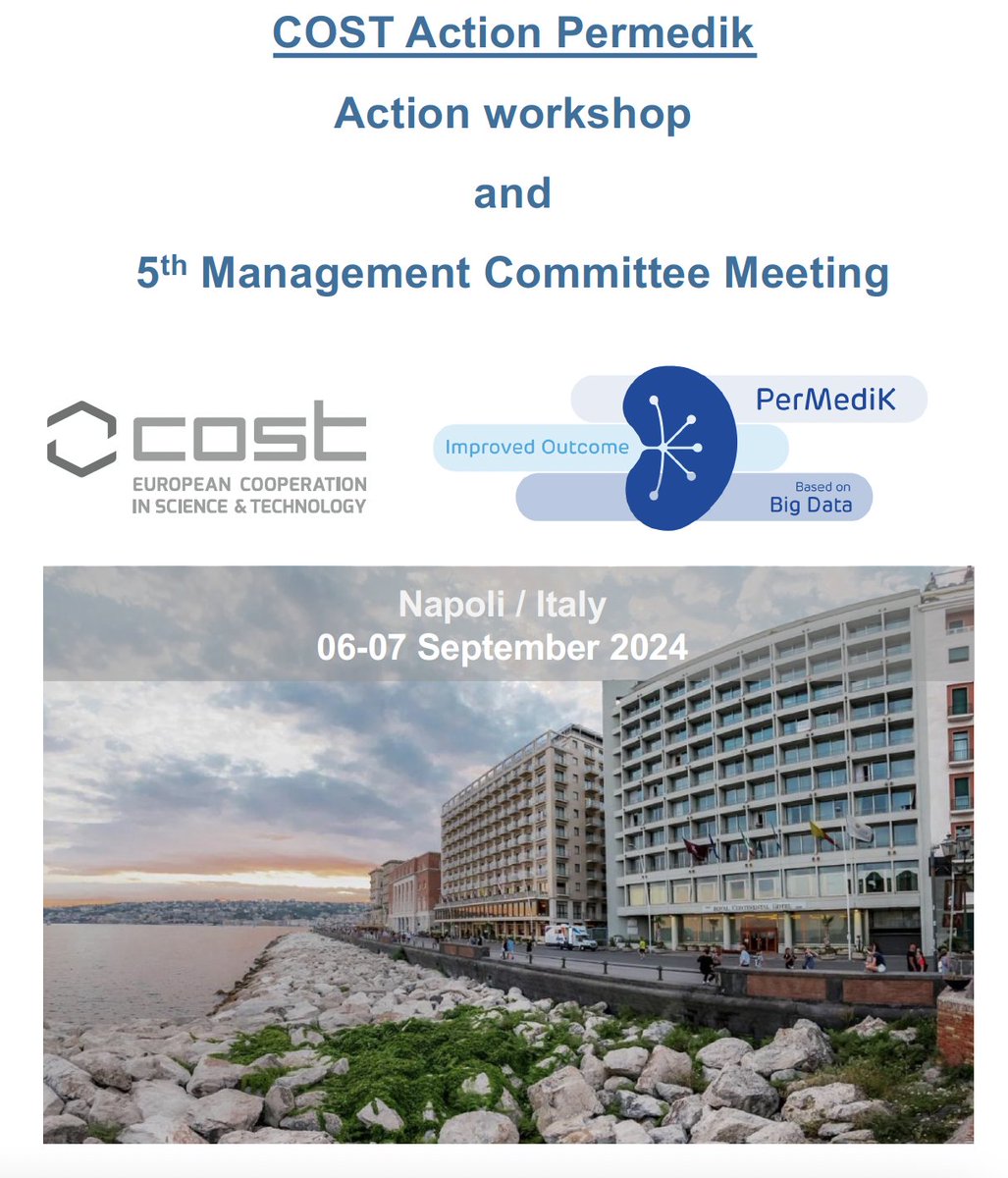 📅 PerMediK Members, Just a Few Days Left! 
We’re gathering in Naples, Italy, on September 6th-7th for our next meeting. It’s the perfect opportunity to collaborate, share insights, and push forward our works. Looking forward to seeing everyone there!

#COSTAction #collaboration