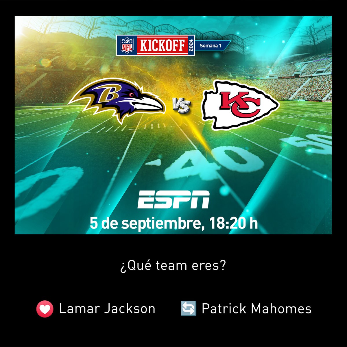 izzi_mx's tweet photo. El inicio de la temporada regular está en izzi, no te pierdas el #kickoff de la #NFL por el 509 y 896 de tu #izzitv. ¿A quién te urge más ver? ​
❤️ Lamar Jackson, RT Patrick Mahomes.​
#NoMeLoPierdoEnizzi #LaNFLsevivemejorenizzi https://t.co/DseKZuBeIk
