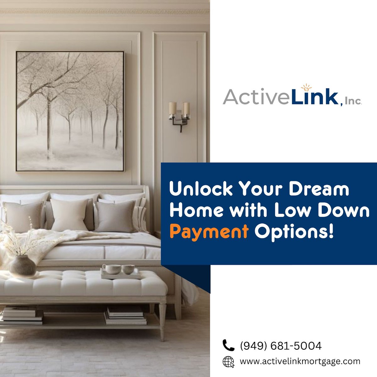 ActiveLinkInc's tweet image. Transform your dream into reality with our amazing low down payment options! 🚀 From FHA 🏦 and USDA 🌾 to VA 🎖️ loans, we have the keys to your future home.
----
🌐 activelinkmortgage.com 
.
#HomeSweetHome #LowDownPayment #AffordableHousing #PathToOwnership #MortgageOptions