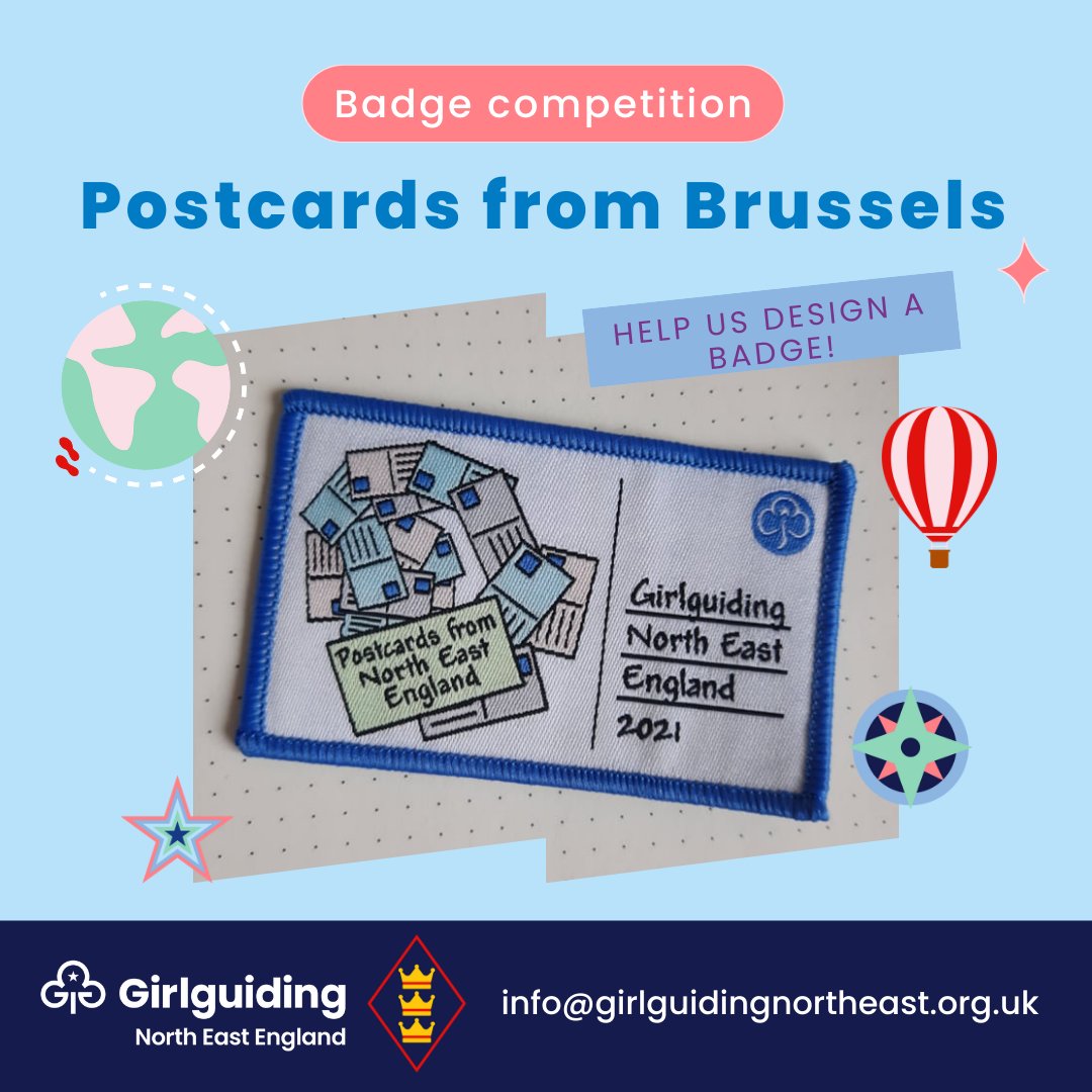 Help the international team design a badge for Postcards to Brussels. Download the info sheet from the region website and get creative! girlguidingnortheast.org.uk/volunteers/int…