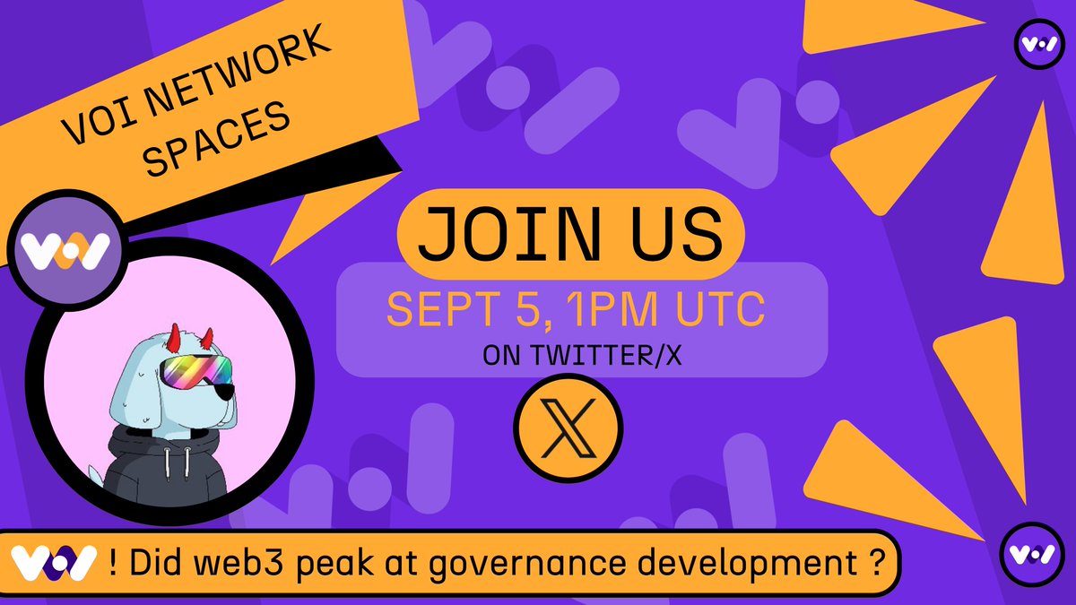 Don’t Miss the First Crypto Culture #XSpaces of September! 🍂📚

Join us this Thursday at 1 PM UTC for a deep dive into #Web3 governance, hosted by <a href="/voiJPEG/">cody.voi</a> and featuring special guests.

Has #Web3 reached its peak in governance development? RSVP now and find out 👀⬇️