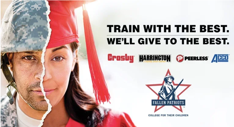 This month, <a href="/kitocrosby/">Kito Crosby</a> is donating $500 to <a href="/FallenPatriots/">Children of Fallen Patriots Foundation</a> for every Crosby, Harrington, Peerless, and Acco training event hosted in the US. Proceeds from the Crosby User’s Guide for Lifting online training course will go toward our goal of $75k! 

bit.ly/3XbQeh1
