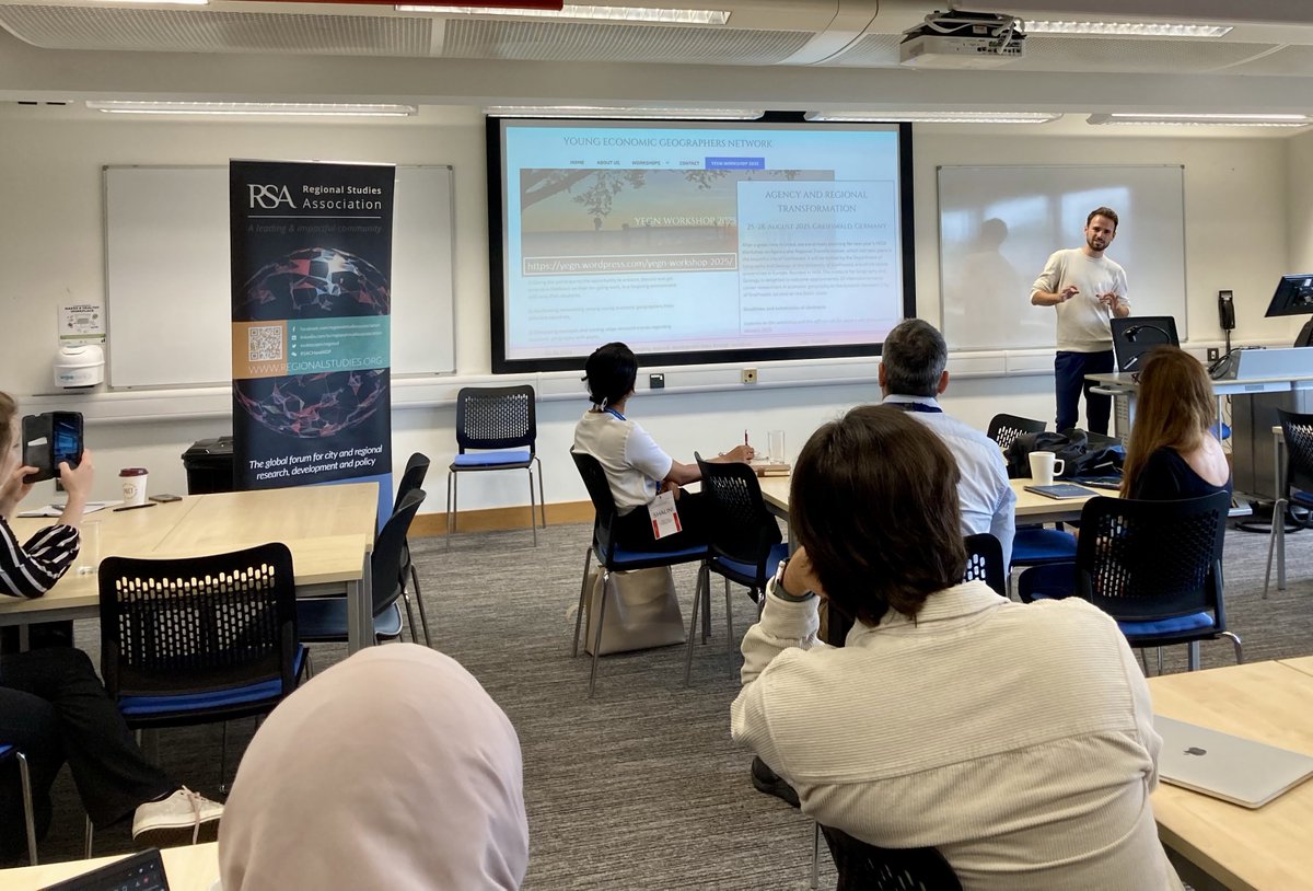Max Roessler (@max_roessler) on Twitter photo Happily presented my latest paper on development traps, insights on the <a href="/RSRS_OA/">Regional Studies, Regional Science (RSRS)</a> early career section, and a first look at our 2025 #YEGN Workshop at the well-organised <a href="/regstud/">Regional Studies Association</a> early career conference in #Cambridge. #RSAEC doi.org/10.1080/216813… Happily presented my latest paper on development traps, insights on the <a href="/RSRS_OA/">Regional Studies, Regional Science (RSRS)</a> early career section, and a first look at our 2025 #YEGN Workshop at the well-organised <a href="/regstud/">Regional Studies Association</a> early career conference in #Cambridge. #RSAEC doi.org/10.1080/216813…