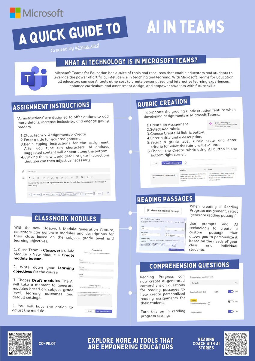 mtholfsen's tweet image. Check out the new quick guide poster highlighting the top 5 new AI features in Microsoft Teams (all FREE), designed to make teaching even more efficient and engaging ✨ #AI #MIEExpert
Link: aka.ms/TeamsEDUAIQuic…