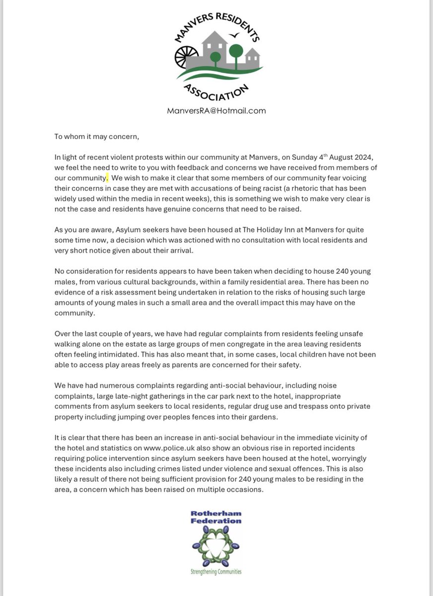 officialsammyuk's tweet image. Several weeks ago a legal protest, turned riot took place in my home town of Rotherham at a hotel housing immigrants. 

This wasn’t the first protest to take place at this hotel, however due to rioting it made headlines. 

Over the last few weeks I’ve been speaking to residents.…