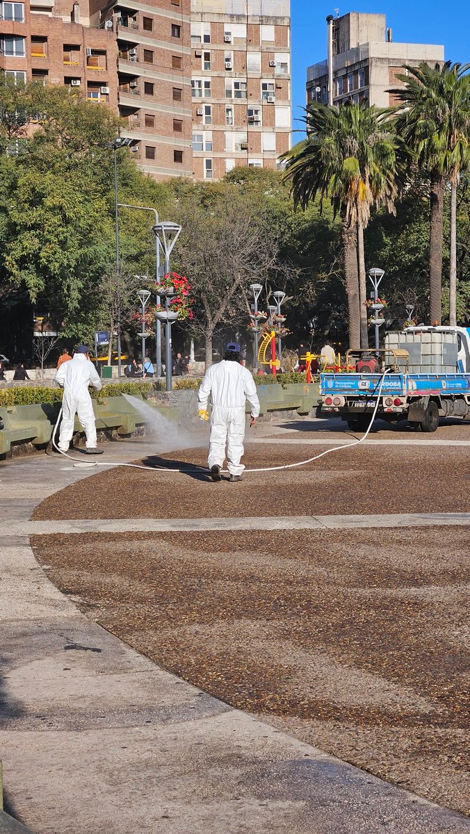 dami_carnero's tweet photo. @MartinLlaryora @PasseriniOk el claro ejemplo de cuando tenes personal de mas. Para mojar el piso de la plaza pagaMOS 3 sueldos no necesarios. 1 que maneja, 2do que va tirando agua y el 3ro un matoncito qué solo saca fotos.  @MuniCba @LAVOZcomar @ElDoce @telefecordoba https://t.co/YmIAybB8eK