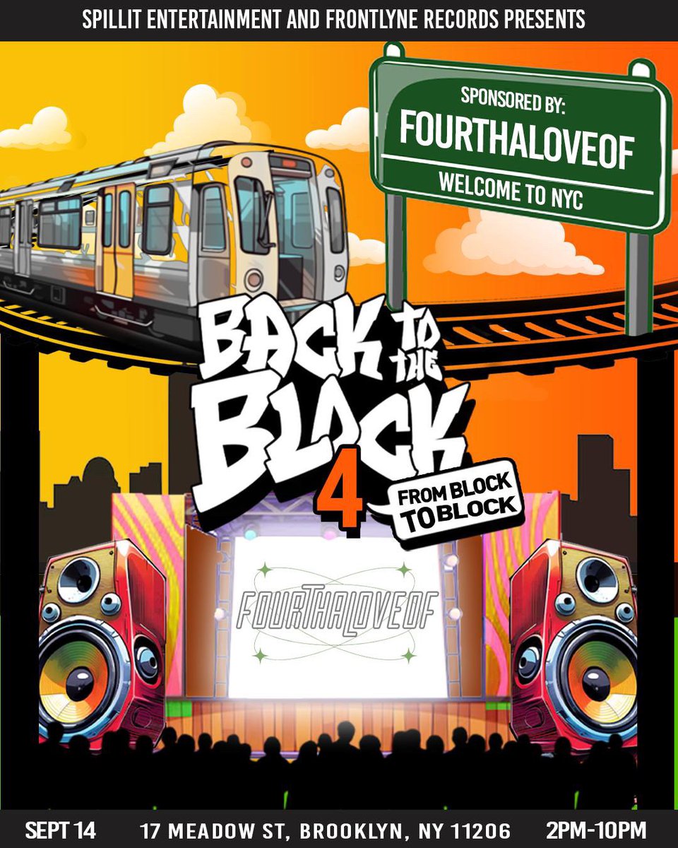 Back to the Block is BACK! 🔥
<a href="/Spillitent/">spillitent.</a> is bringing the Brooklyn block party vibes to @themeadowsbk on September 14th from 2-10 PM! 
💿 <a href="/thegirllcodee_/">THE GIRLL CODEE</a> 
💿 <a href="/XYLENyC/">X-YLE</a>  
💿 <a href="/focusthetruth/">Trilliam Shakespeare</a> 
💿 <a href="/KonyBrooks/">Kony Brooks</a> 
+ many more! 
🎟️: posh.vip/e/back-to-the-…