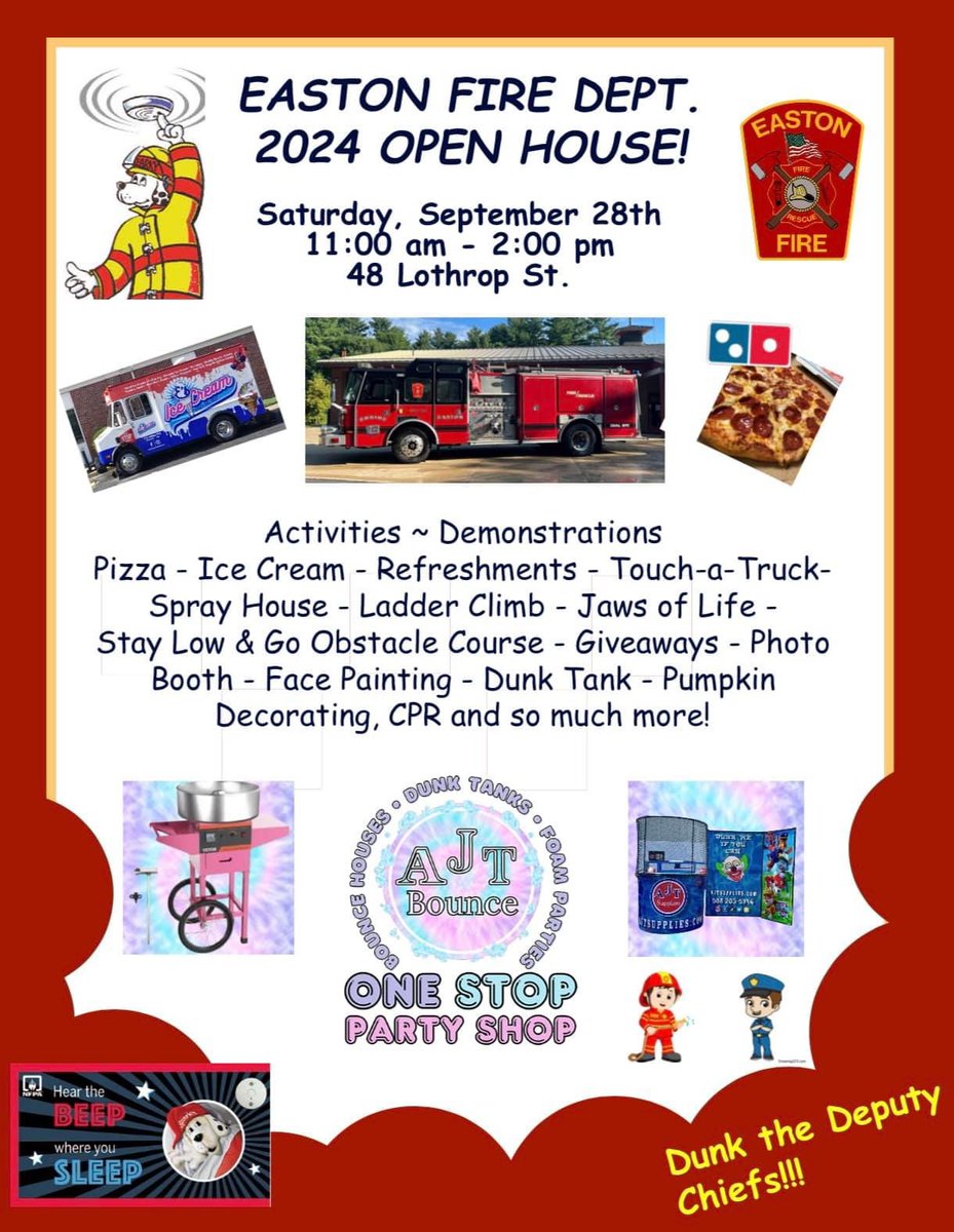 Easton Fire Department to Host Open House Sept. 28: EASTON — Chief Justin Alexander and the Easton Fire Department are pleased to invite community members to this year’s Open House, to be held ahead of the 2024 National Fire Prevention Week. “Our Open… eastonfire.com/2024/09/03/eas…