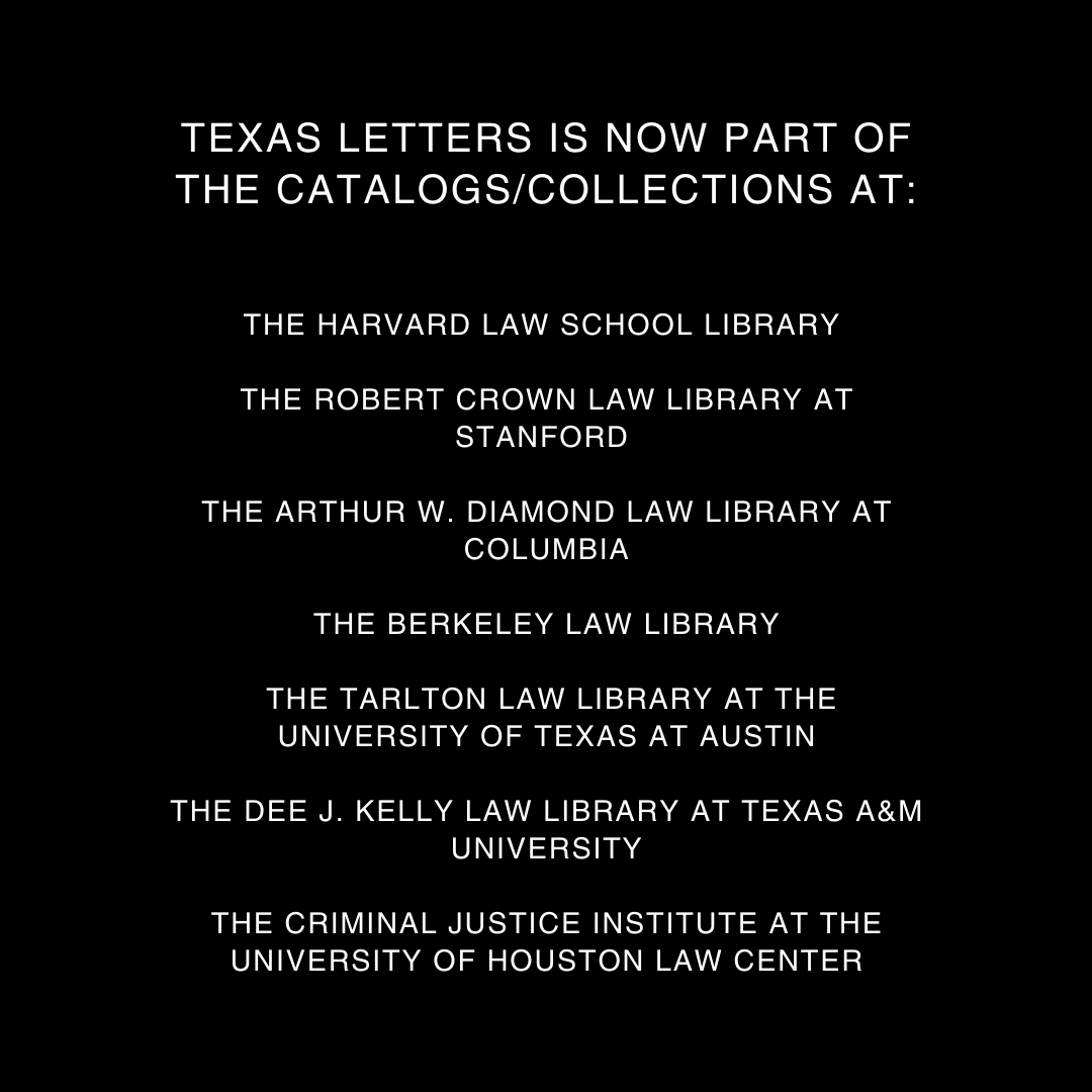 TEXAS LETTERS CAN BE FOUND AT THE FOLLOWING LAW LIBRARIES AROUND THE UNITED STATES: