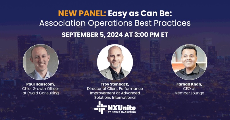 Associations are trying to do more for their members. I want to challenge this notion and explain how less is more!

Yes, I'm asking you to do less for your members!

Join me at this NXUnite panel on Thursday to find out how!

community.nxunite.com/c/panels/easy-…

#MembershipDrive #membership