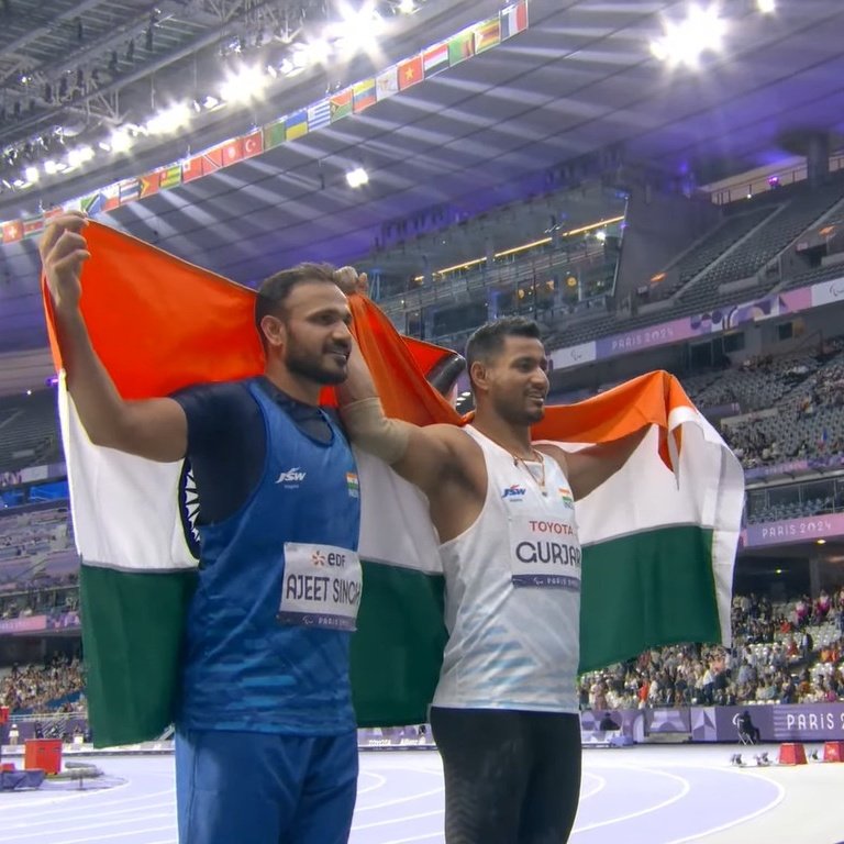 DOUBLE MEDALS IN MEN'S JAVELIN THROW F46

🥈 - Ajeet Singh 
🥉 - Sundar Singh Gurjar

WELL DONE BOYS......!!!! 🇮🇳♥️
