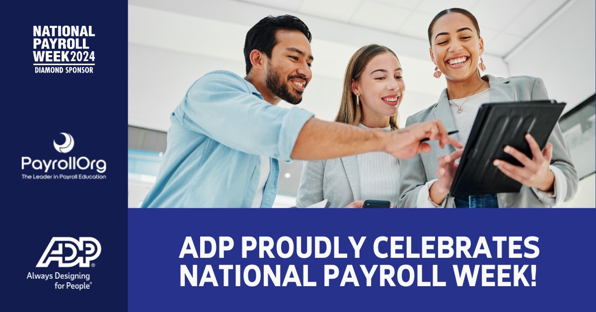 bstoringer's tweet photo. As the exclusive Diamond Sponsor of @PayrollOrg's National Payroll Week for 28 years – ADP proudly celebrates the work of payroll professionals everywhere!

#PayrollWeek https://t.co/3NKdA7lgSR