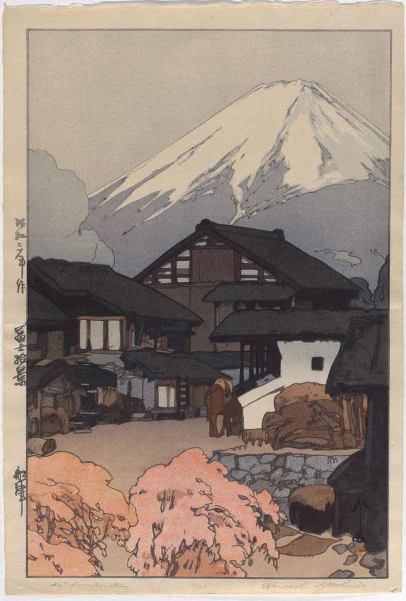 JapanTraCul's tweet photo. View of Mt. Fuji from Funatsu, by Yoshida Hiroshi, 1928 https://t.co/cvaoSG4B8H