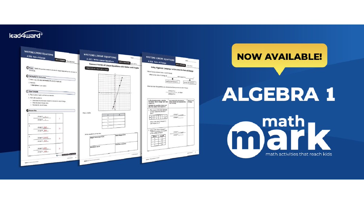 Big news for Algebra I!! This resource  includes direct instruction and intervention support materials for two of the most complex and highly tested concepts, Linear Functions and Quadratic Functions. Check it out!! account.lead4ward.com/emails/mm_alg1/
